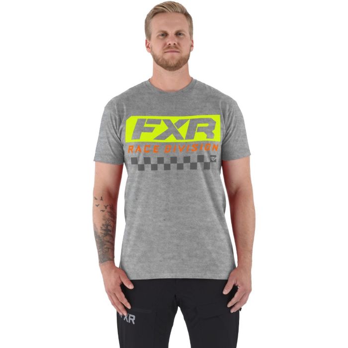 FXR M RACE DIVISION T-SHIRT 21 Grey Heather/Hi Vis