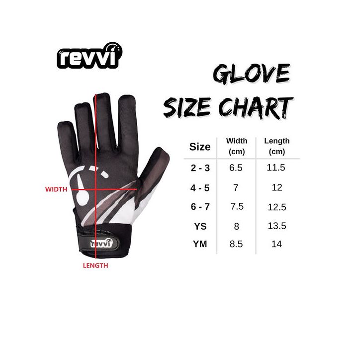 Revvi Kids Bike Gloves - Knuckle Protection - Long finger tech