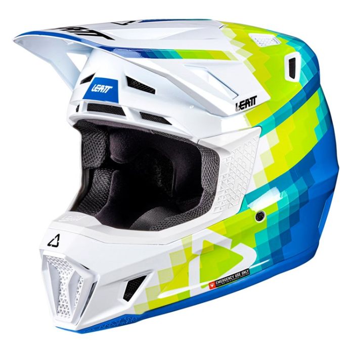LEATT HELMET MOTO 7.5 V26 PIXEL BLUE INCLUDES 4.5 GOGGLE 