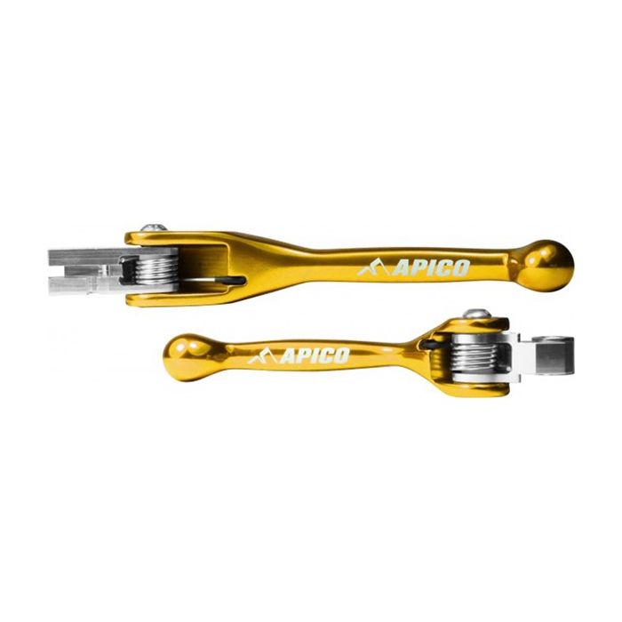 APICO FLEXI LEVER (PAIR) KAW/SUZ KX65/85/100 02-21, KX125/250 00-08, RM-Z250 07-20, RM-Z450 05-20 YELLOW 
