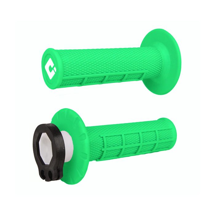 ODI HALF WAFFLE MX LOCK-ON GRIP SET FLO-GREEN