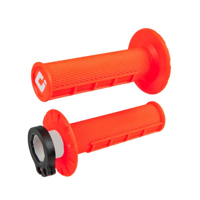 ODI HALF WAFFLE MX LOCK-ON GRIP SET FLO-ORANGE