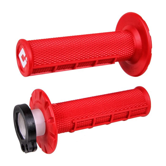 ODI HALF WAFFLE MX LOCK-ON GRIP SET RED