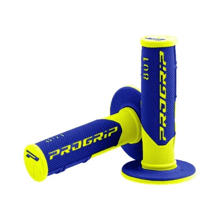 Pro Grip 801 Dual Density Half Waffle Grips - FLO YELLOW BLUE