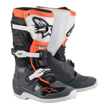 ALPINESTARS TECH 7S BOOT BLACK/GREY/WHITE/ORANGE FLUO