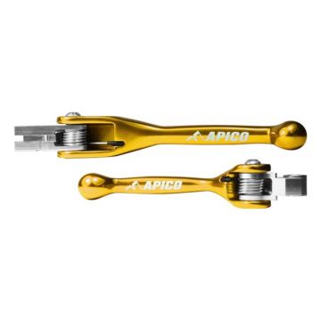 APICO FLEXI LEVER (PAIR) KAW/SUZ KX65/85/100 02-21, KX125/250 00-08, RM-Z250 07-20, RM-Z450 05-20 YELLOW 