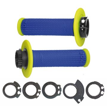Pro Grip 708 Dual Density Full Diamond Lock On Grips Flo Yellow/Blue