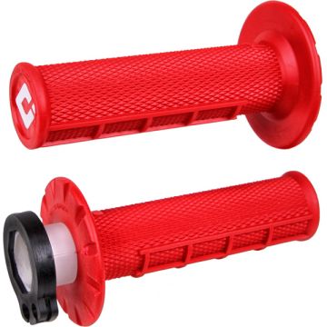 ODI HALF WAFFLE MX LOCK-ON GRIP SET RED