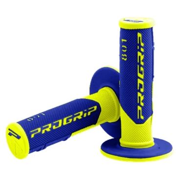 Pro Grip 801 Dual Density Half Waffle Grips - FLO YELLOW BLUE